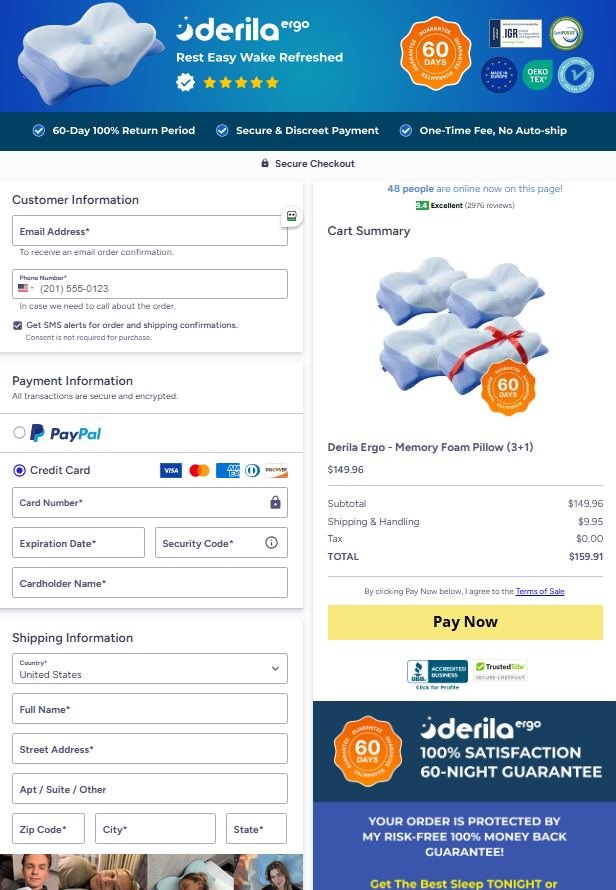 Derila Ergo Pillow Official Website Secure Order Page